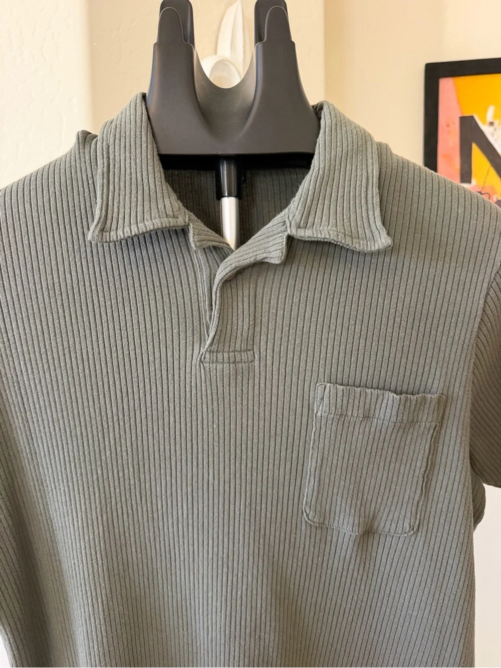 Vintage Polo Ralph Lauren Olive Green Ribbed Short-Sleeve Size L